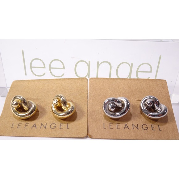 Neiman Marcus Lee Angel Women's LOVE KNOT Earrings Siver GOLD NWT 98 ea Set 2 - Picture 6 of 7